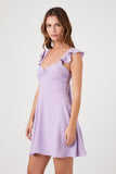 Lavender Butterfly-Sleeve Sweetheart Dress 3