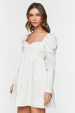 White Long-Sleeve Babydoll Mini Dress 3