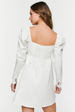 White Long-Sleeve Babydoll Mini Dress 4