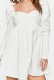 White Long-Sleeve Babydoll Mini Dress 2