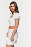 White Linen-Blend Crop Top & Mini Skirt Set 4