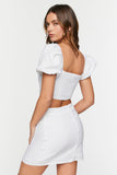White Linen-Blend Crop Top & Mini Skirt Set 5