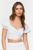 White Linen-Blend Crop Top & Mini Skirt Set 2