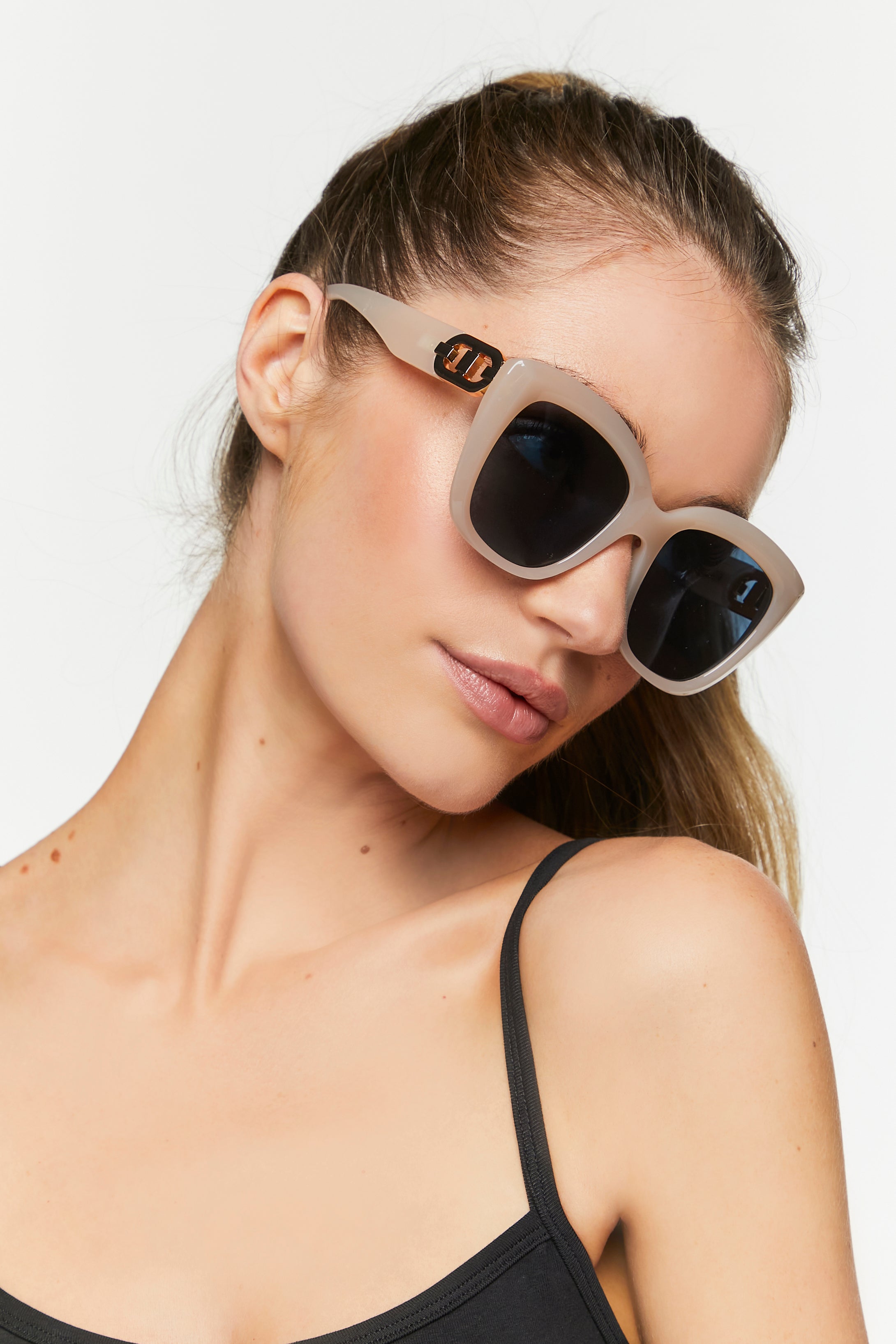 Nude/Black Oversized Square Sunglasses 1