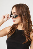 Black/Black Faux Gem Rectangular Sunglasses 2