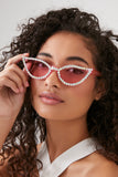 Pink/pink Faux Gem Cat-Eye Sunglasses