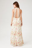 Ivorymulti Floral Print Plunging Maxi Dress 2