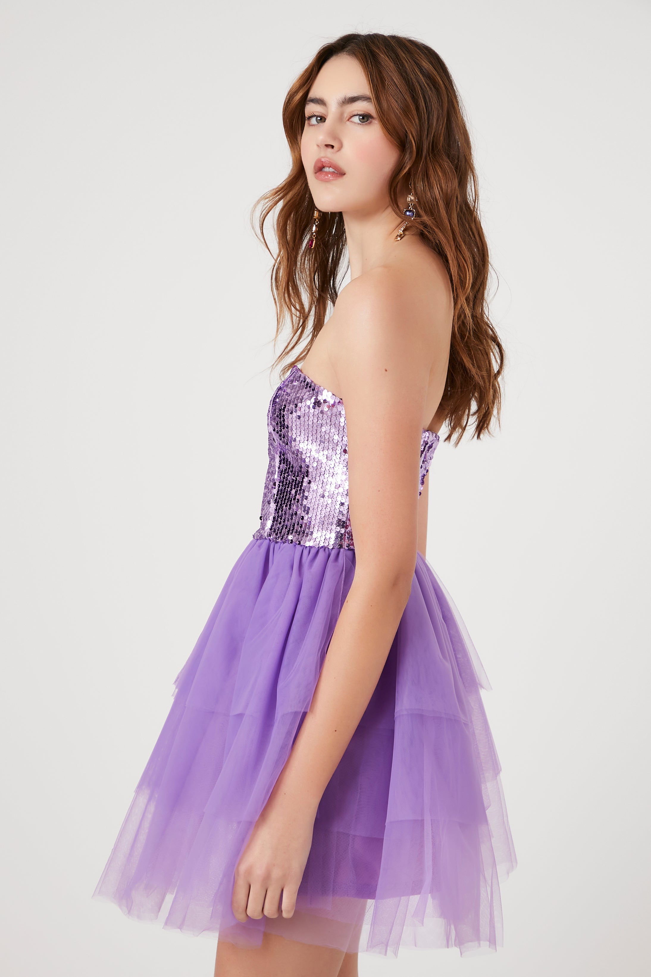Lavender Tiered Sequin Dress 2