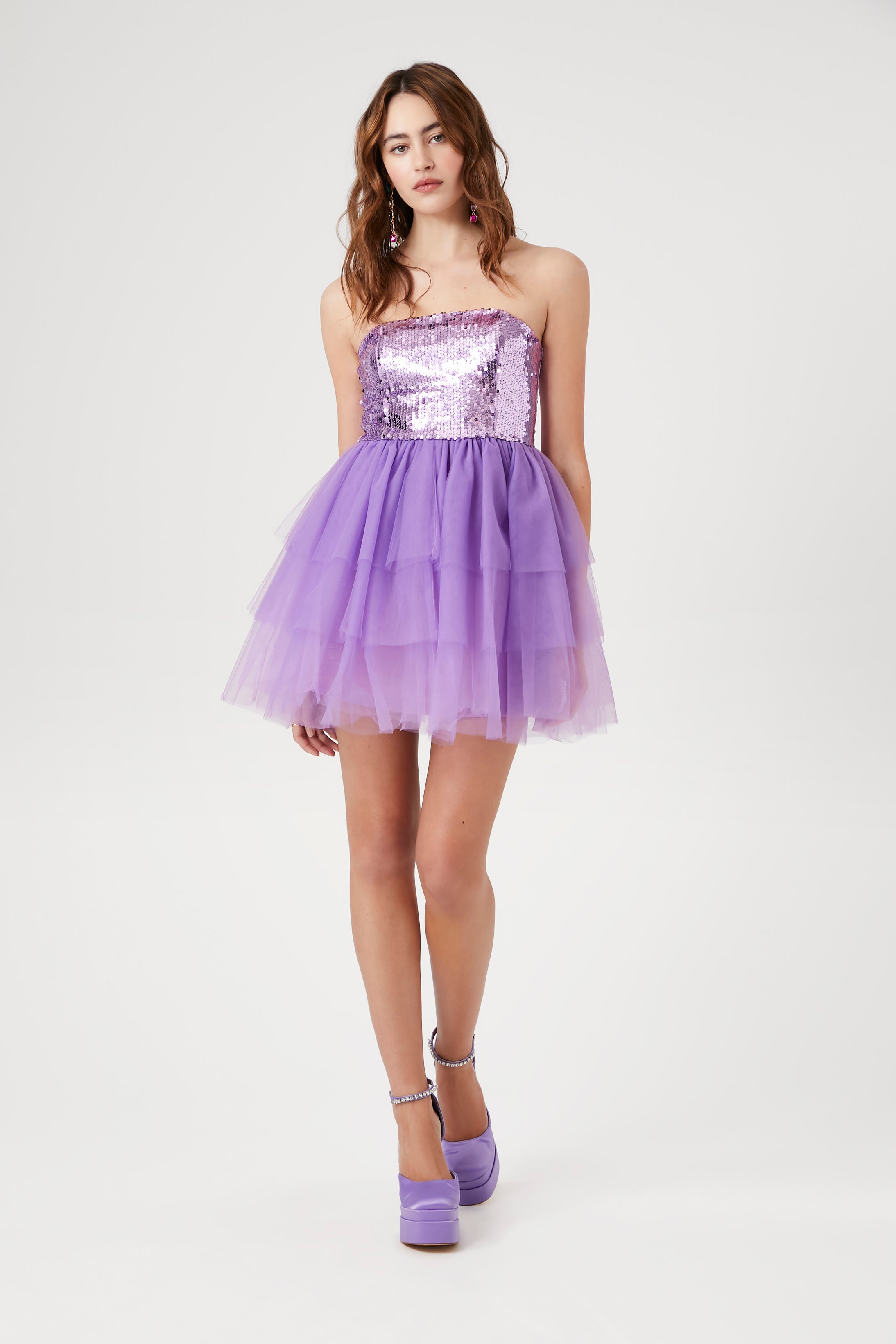 Lavender Tiered Sequin Dress