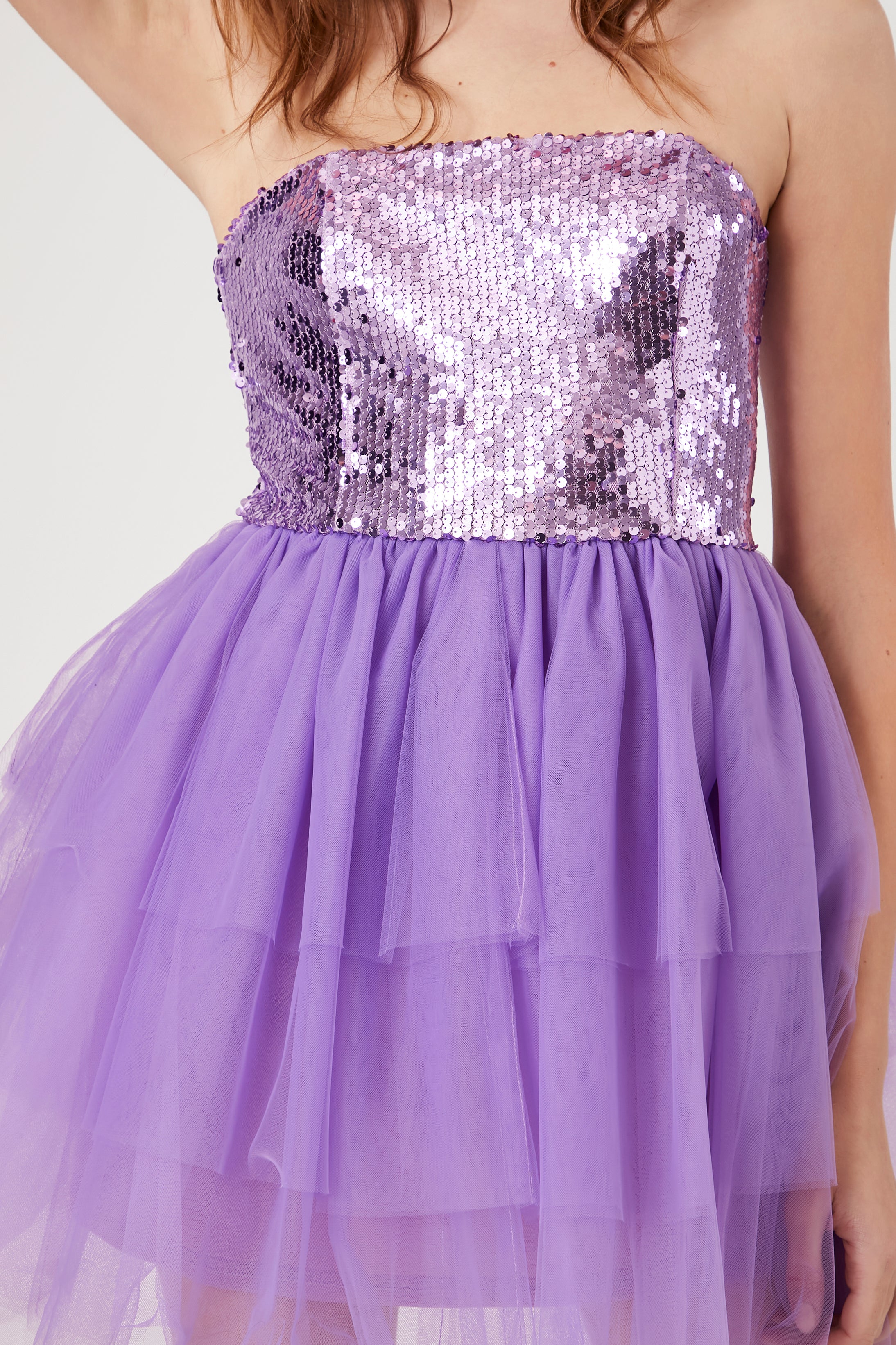 Lavender Tiered Sequin Dress 4