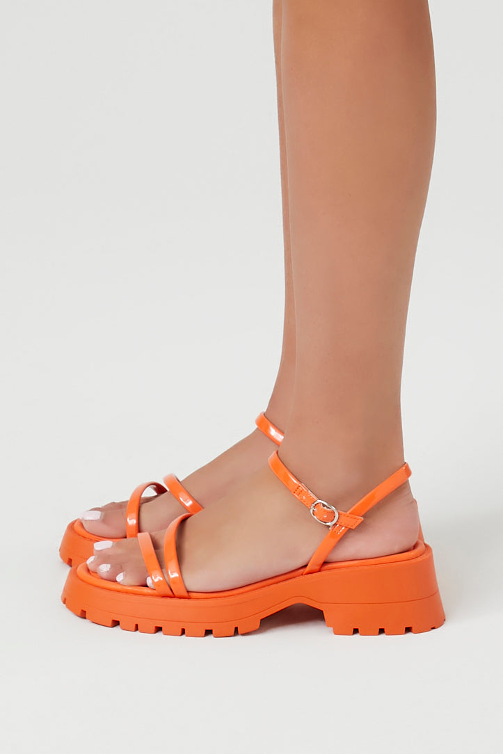 Orange Strappy Lug-Sole Sandals 1