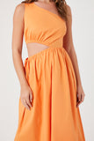Orange Poplin One-Shoulder Midi Dress 2