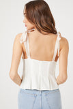 White/tan Pleated Bustier Tie-Strap Top 3
