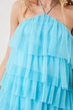 Maui Blue Tiered Mesh Halter Mini Dress 5