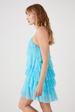 Maui Blue Tiered Mesh Halter Mini Dress 6