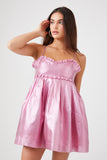 Pink Metallic Bow Babydoll Dress 1