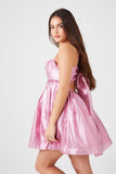Pink Metallic Bow Babydoll Dress 4