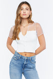 White Illusion Sweater-Knit Crop Top