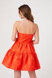 Fiery red Jacquard Strapless Mini Dress 2