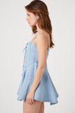 Light denim Denim Lace-Up Cami Mini Dress 3