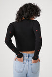 Black/Multi Ladybug Embroidered Cardigan Sweater 3