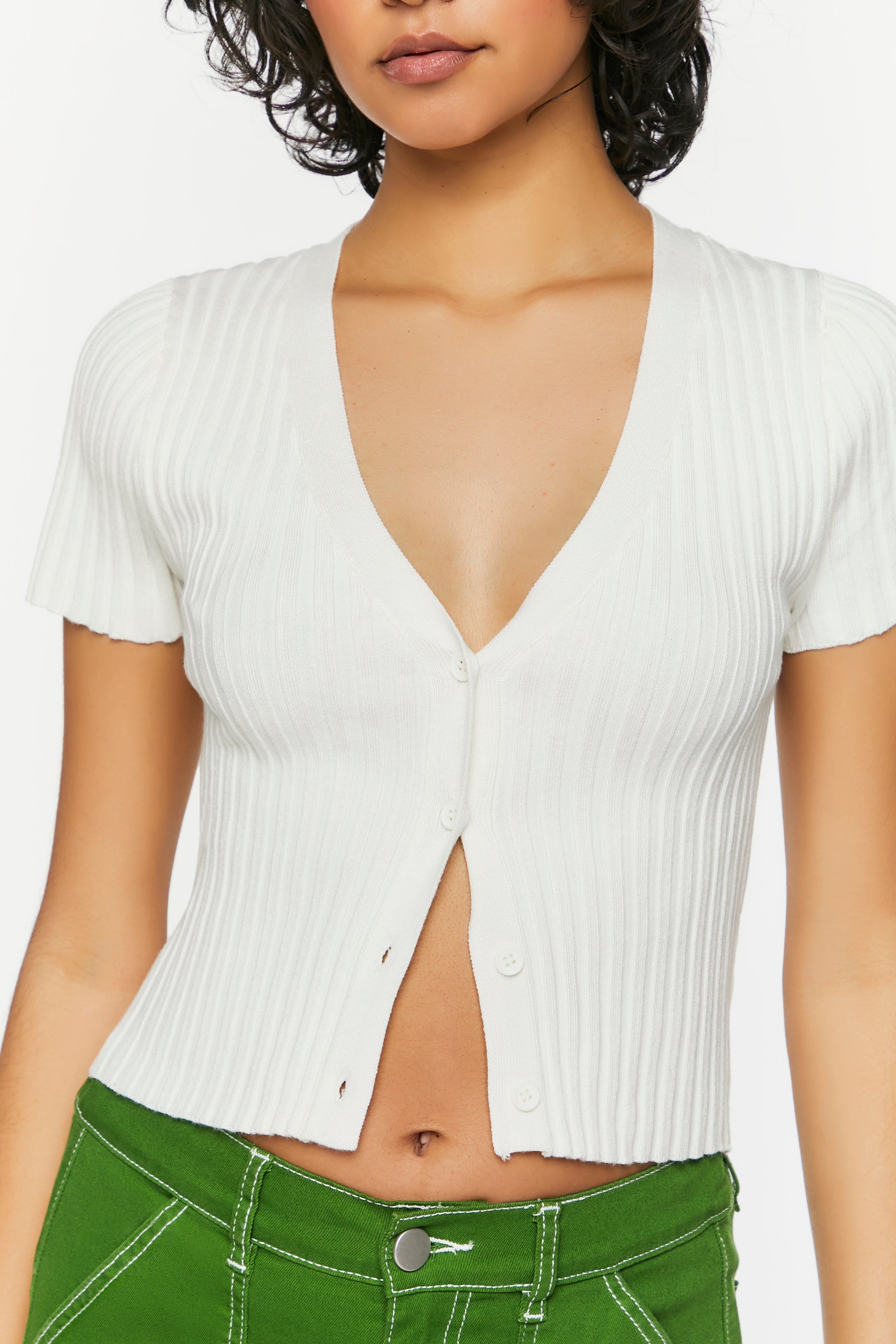 Vanilla Short-Sleeve Sweater-Knit Top 3