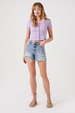 Lavender Sweater-Knit Cropped Shirt 3