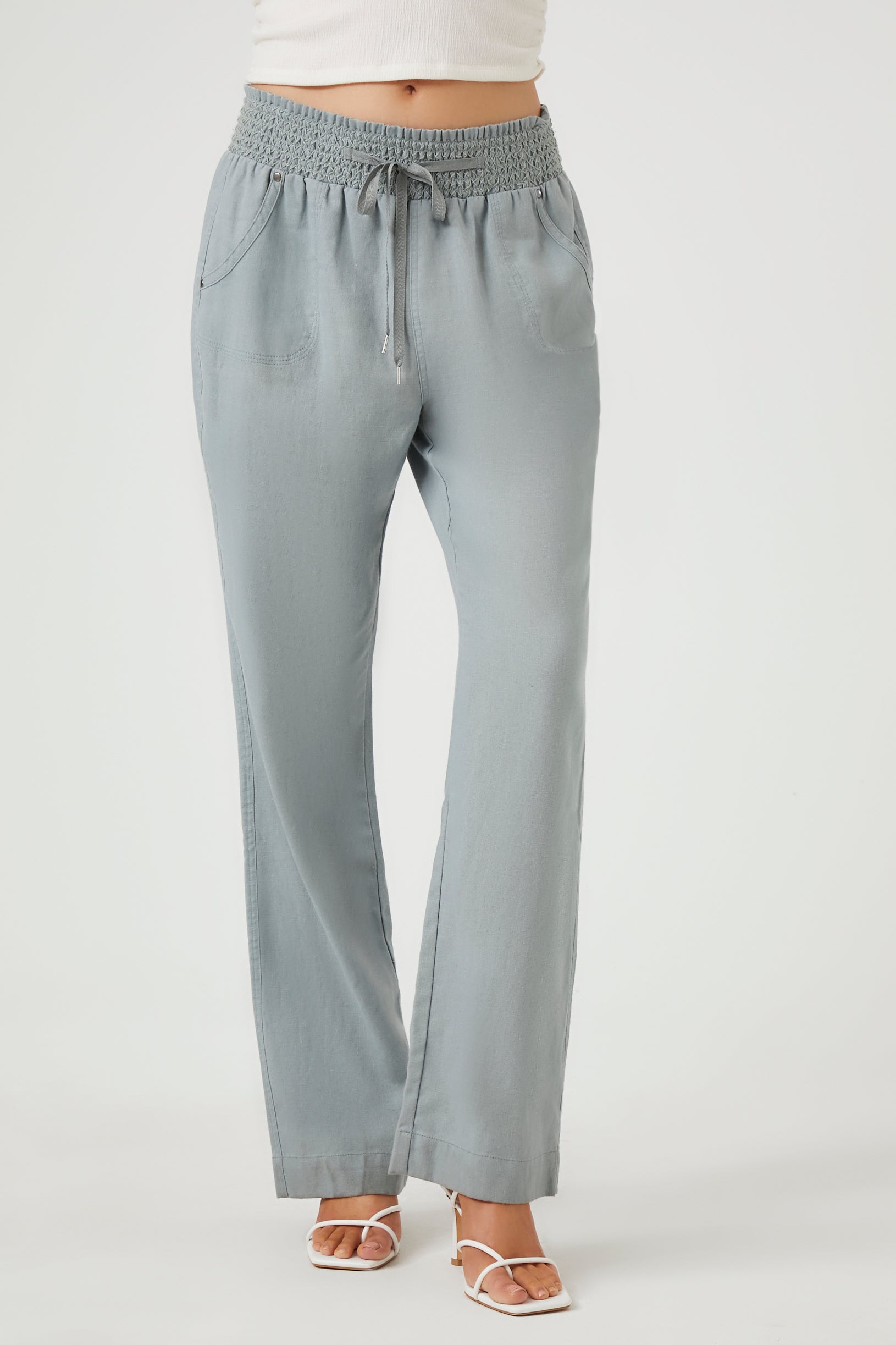 Stone blue Straight-Leg Drawstring Pants 1