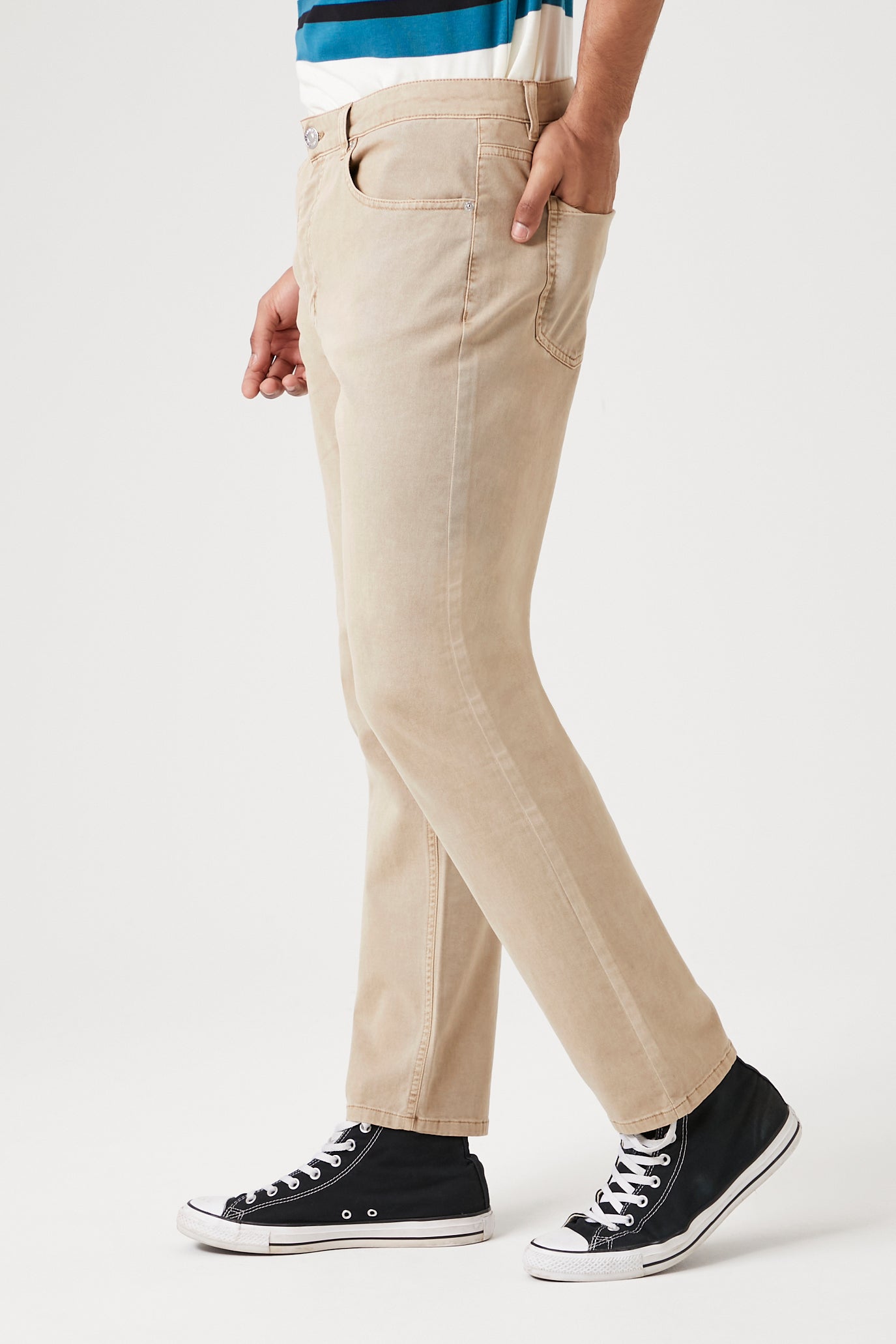 Taupe Slim Mid-Rise Pants 2
