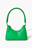 Green Faux Leather Baguette Shoulder Bag 3