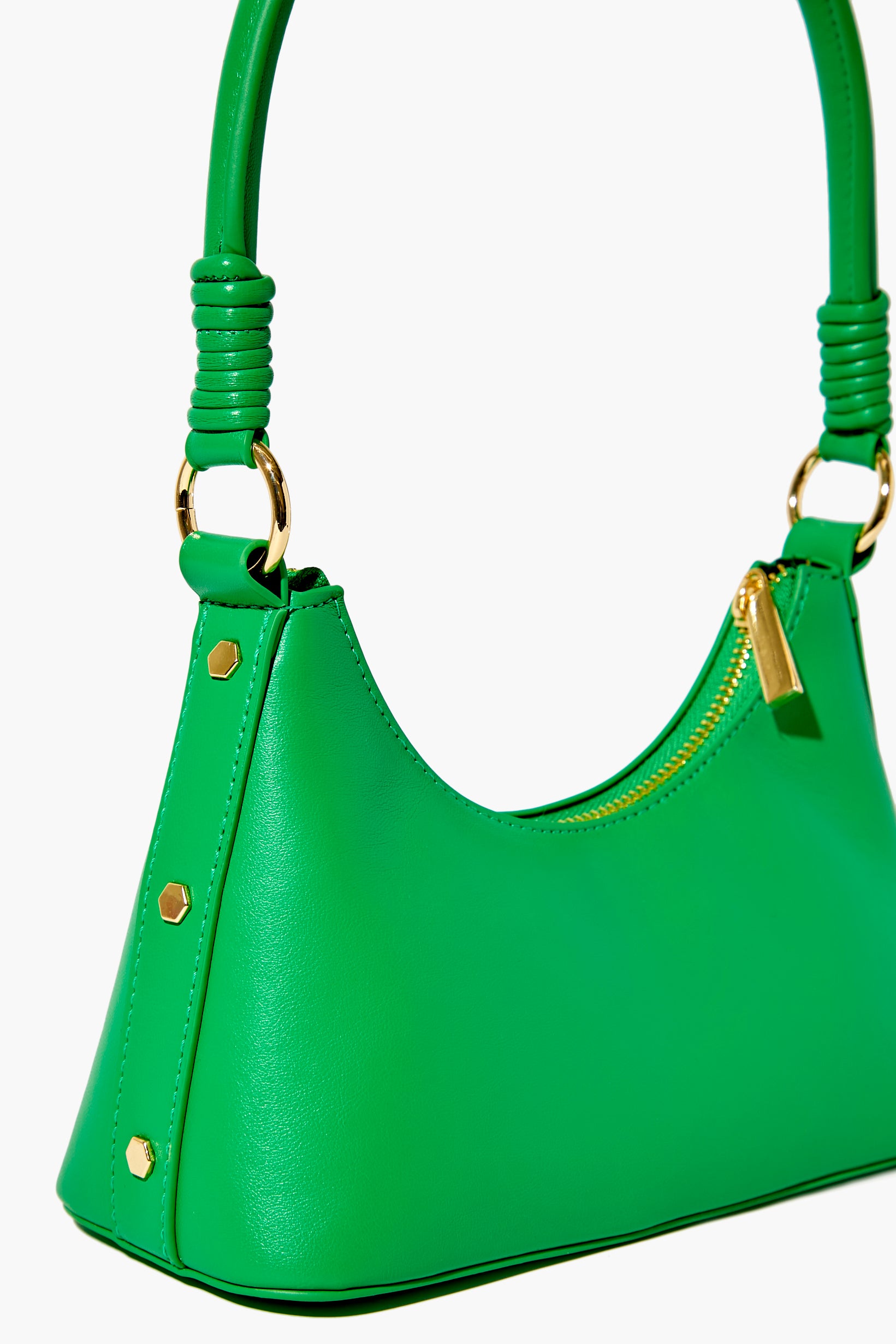Green Faux Leather Baguette Shoulder Bag 2