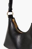 Black Faux Leather Baguette Shoulder Bag 1