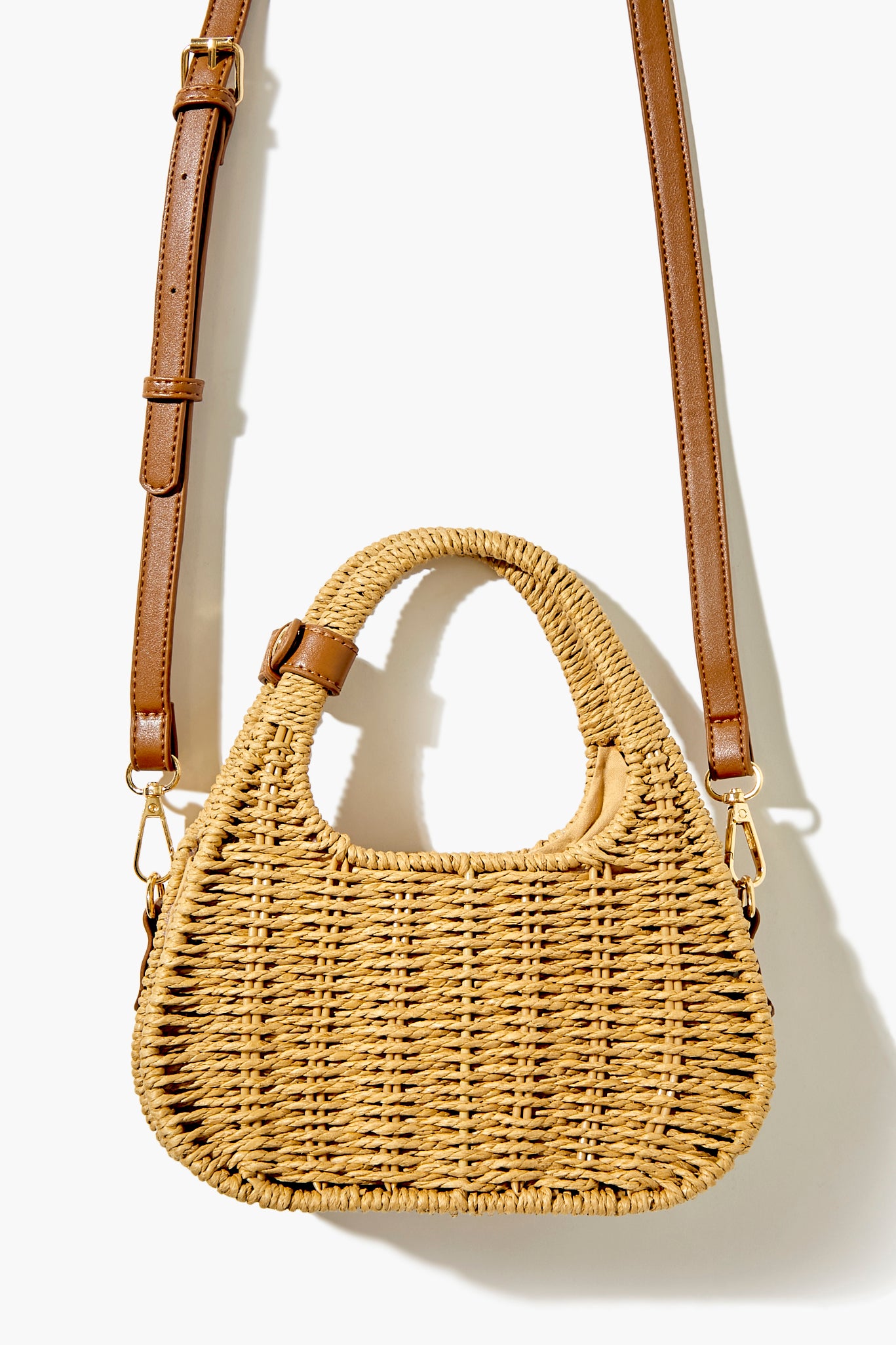 Natural Basketwoven Wicker Crossbody Bag