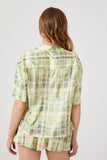 Lily pad/multi Plaid Satin Short-Sleeve Shirt 3