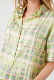 Lily pad/multi Plaid Satin Short-Sleeve Shirt 1