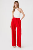 Red High-Rise Straight-Leg Trousers 5