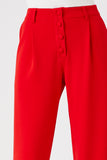 Red High-Rise Straight-Leg Trousers 1
