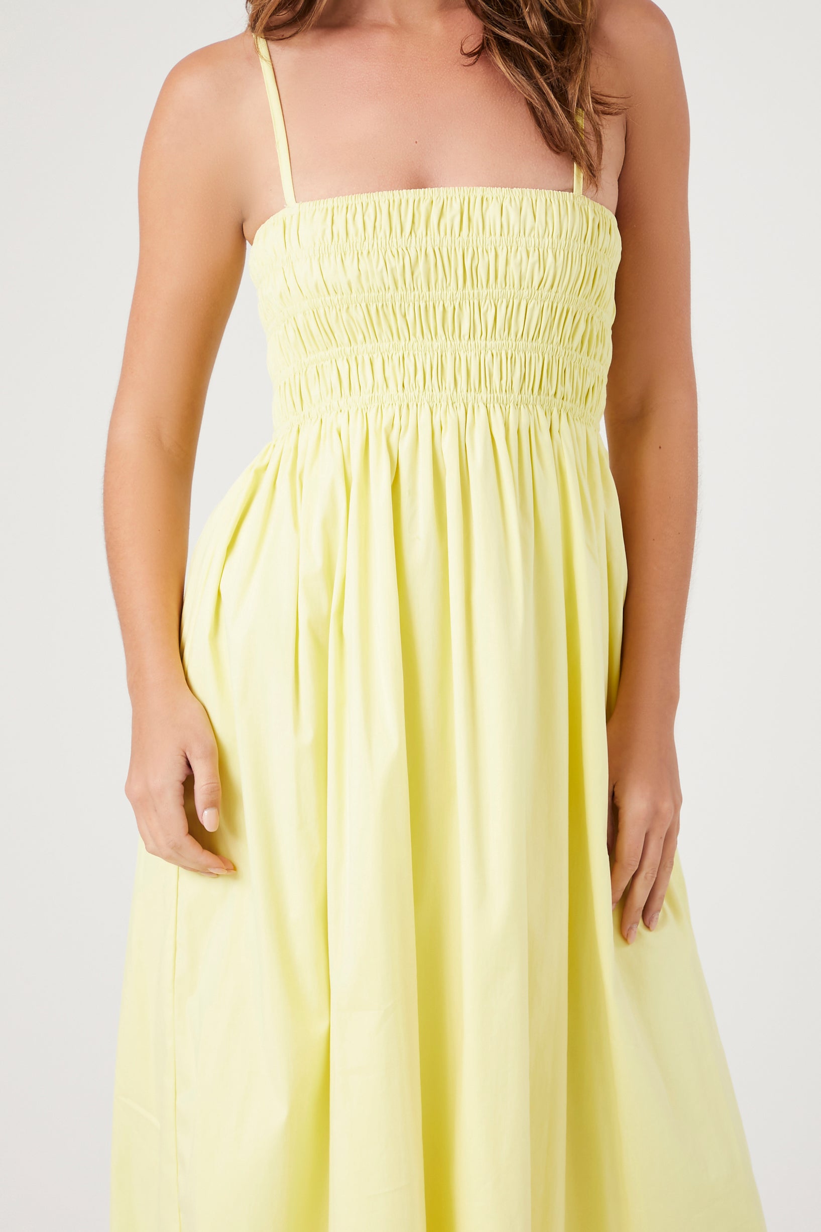 Yellow Smocked Poplin Midi Dress 2