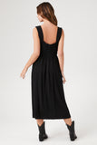 Black Shirred Square-Neck Midi Dress 4