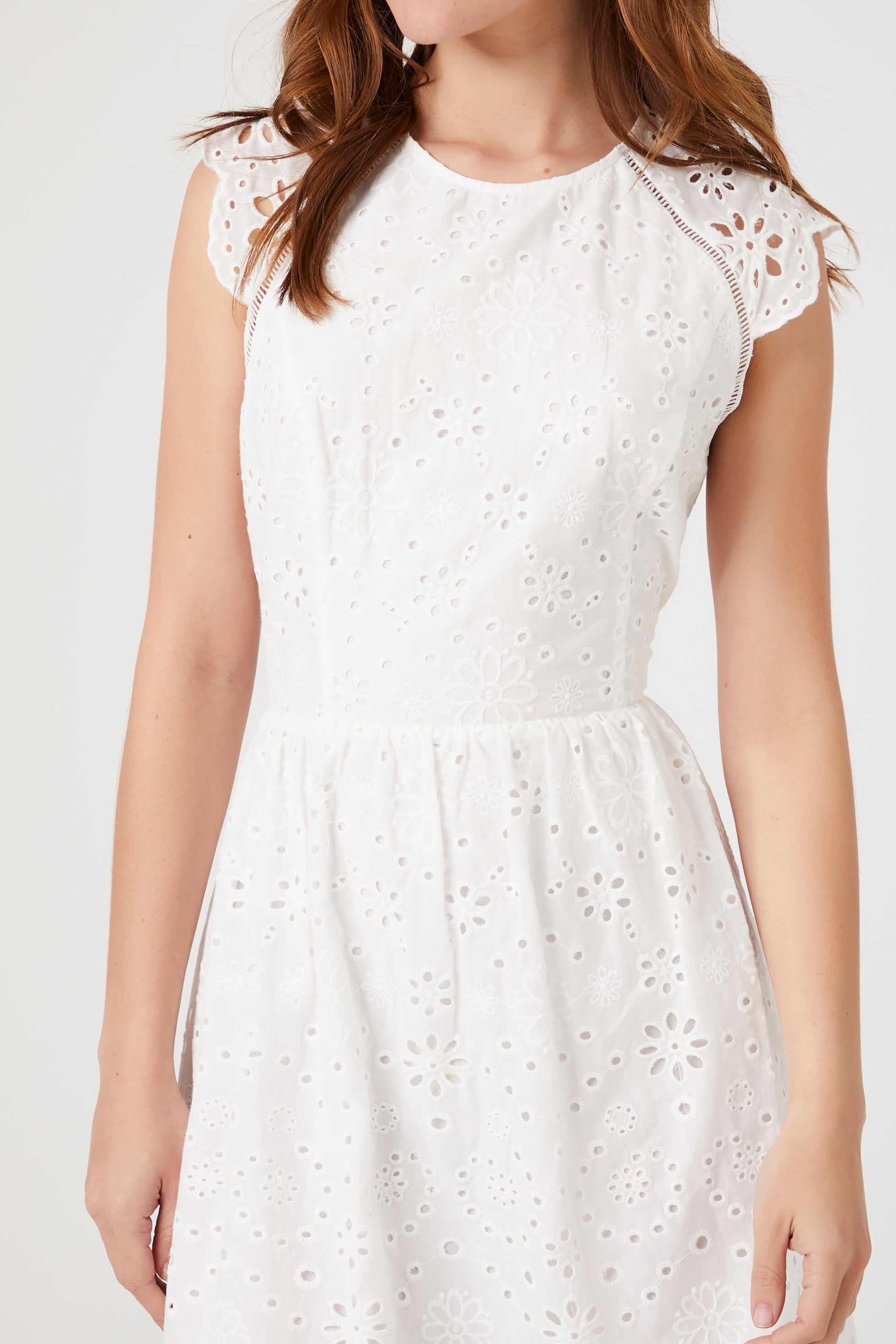 White Eyelet Fit & Flare Mini Dress 2
