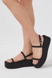 Black Flatform Dual-Strap Sandals 