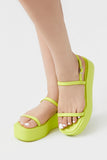 Green Flatform Dual-Strap Sandals