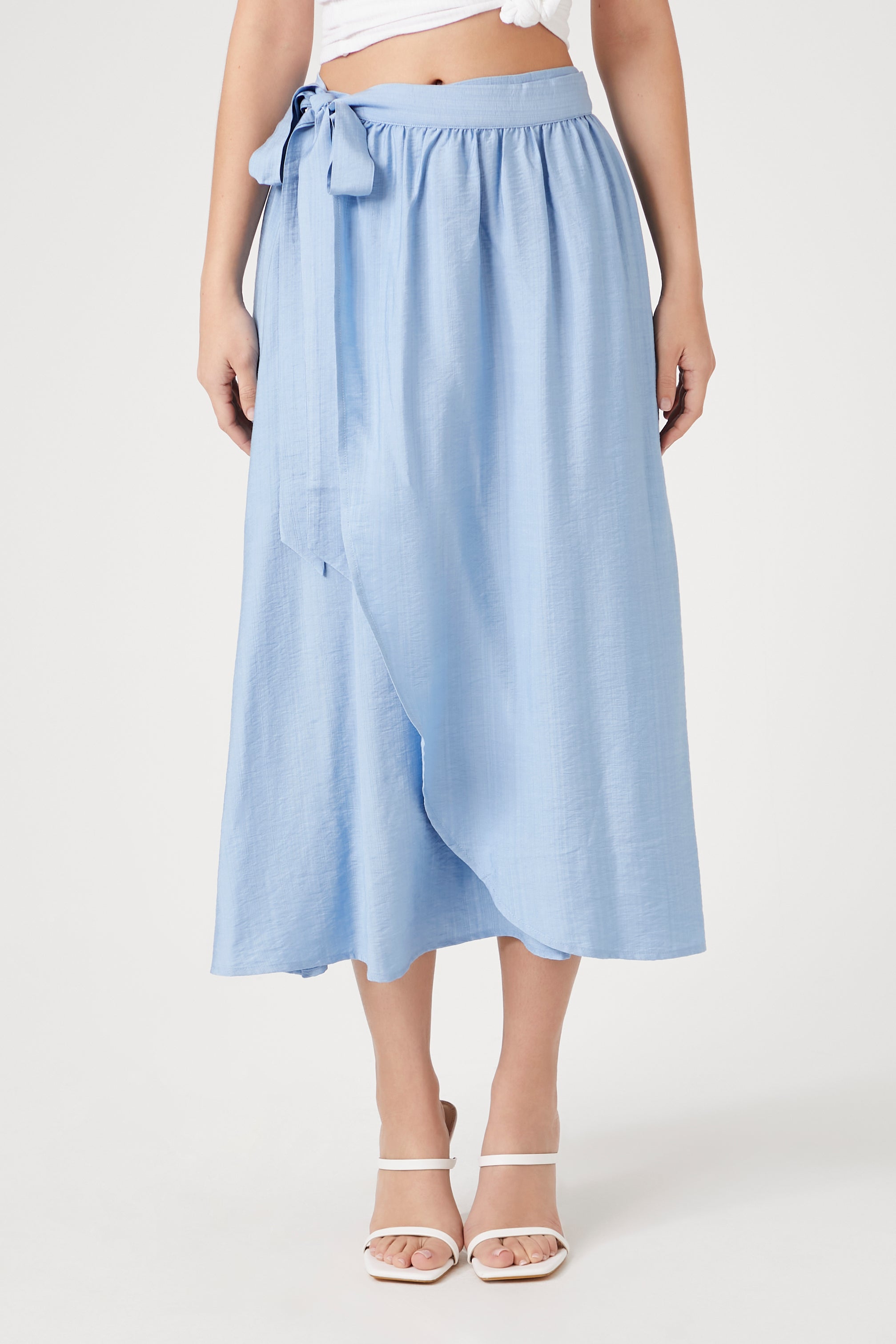 Blue Tie-Front Midi Skirt 1