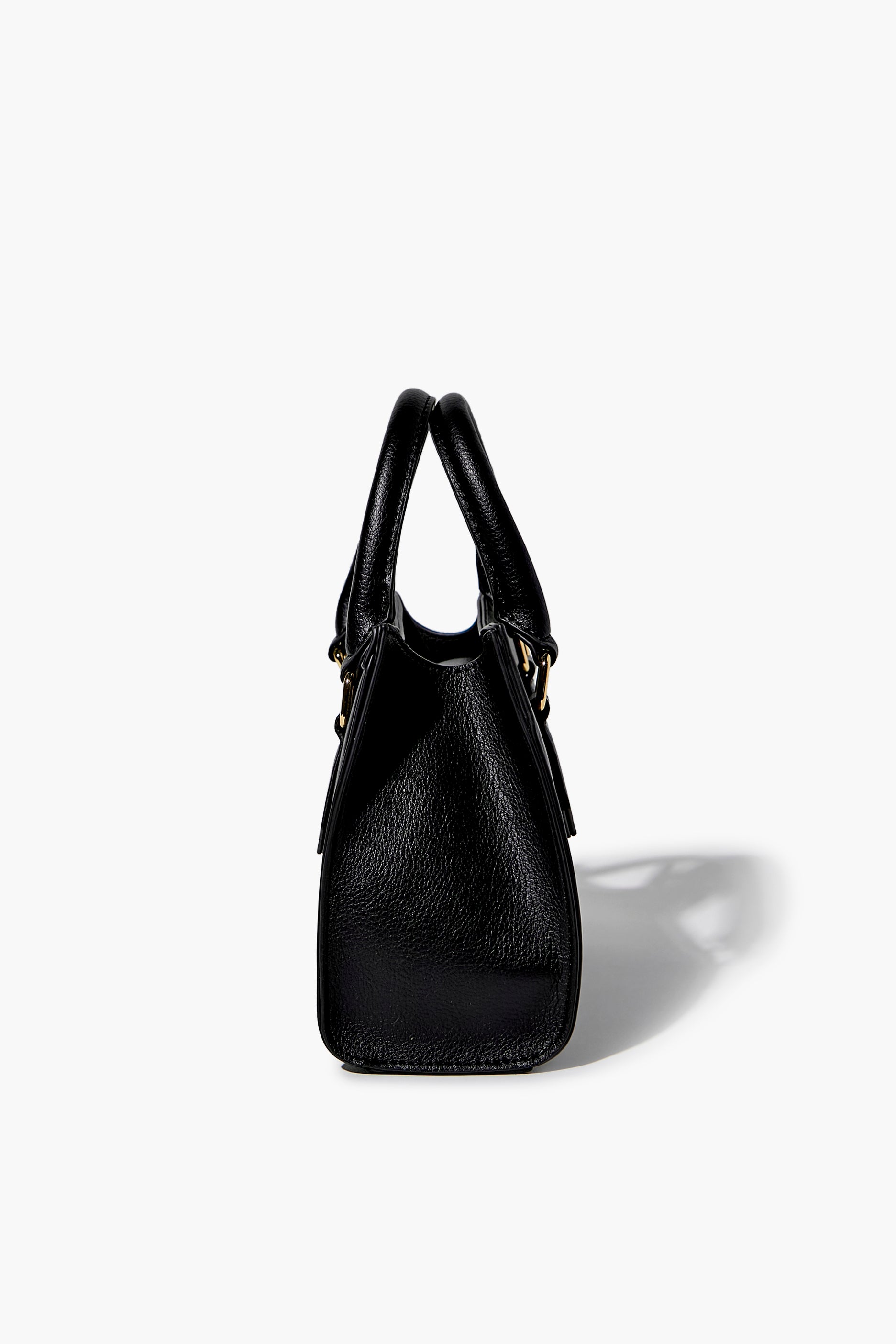 Black Faux Leather Baguette Shoulder Bag 2