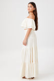 White Linen Ruffle Crop Top & Maxi Skirt 3