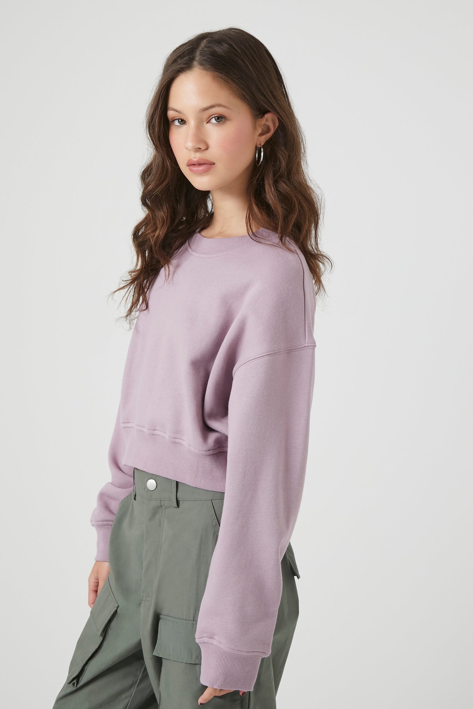 Purple French Terry Crew Pullover 1