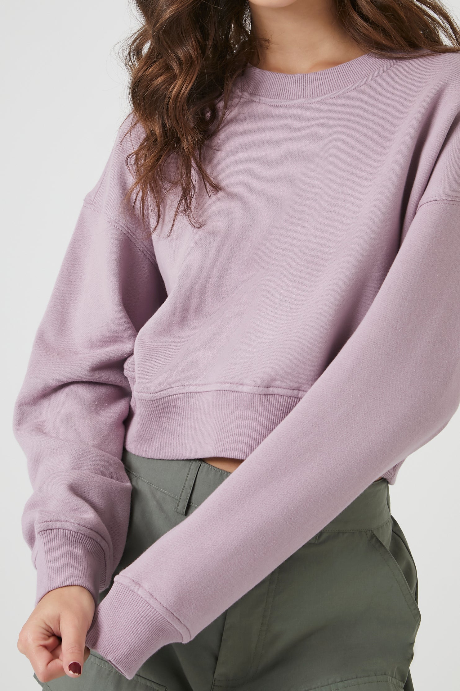 Purple French Terry Crew Pullover 4