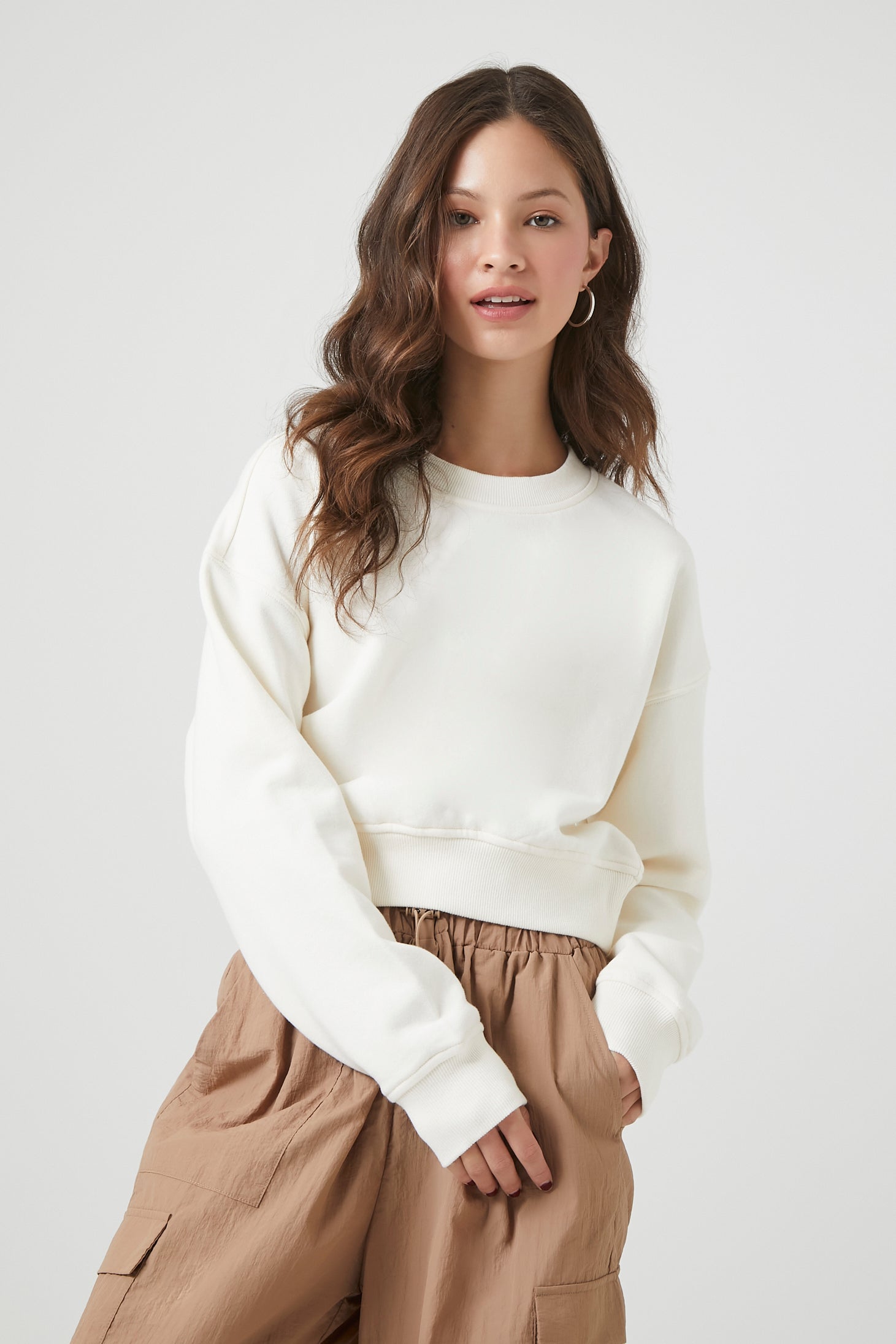 Cream French Terry Crew Pullover