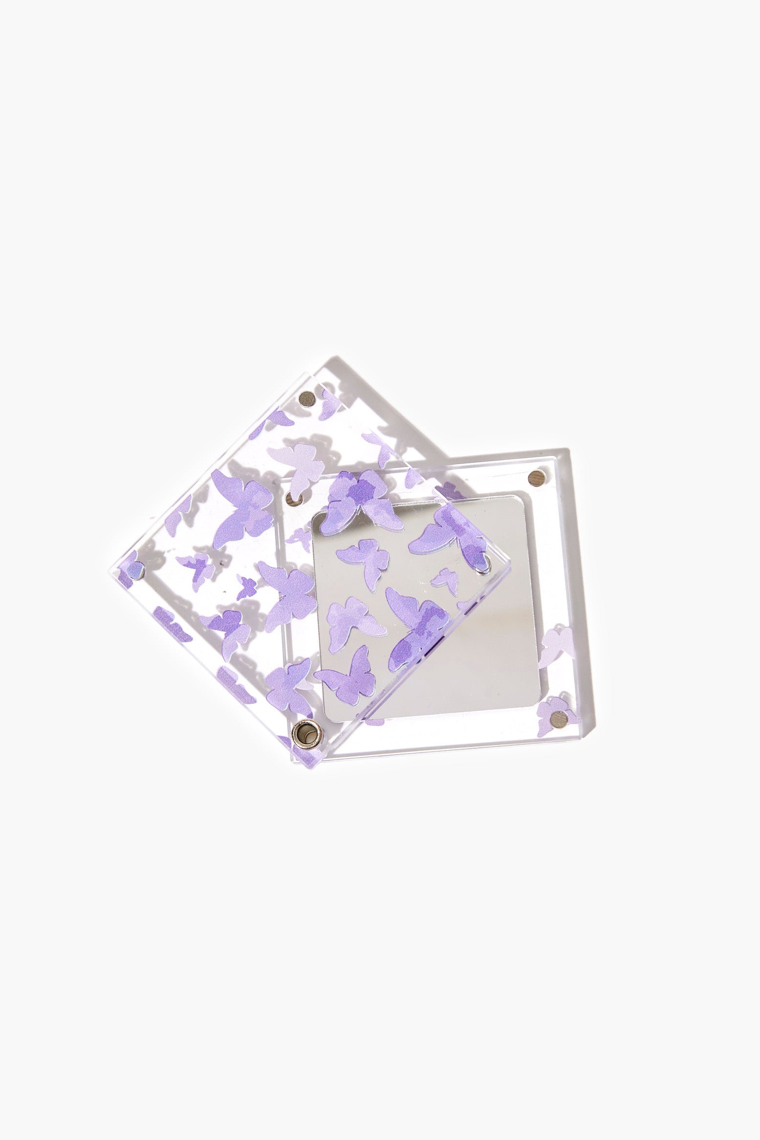 Purple/Multi Butterfly Compact Mirror