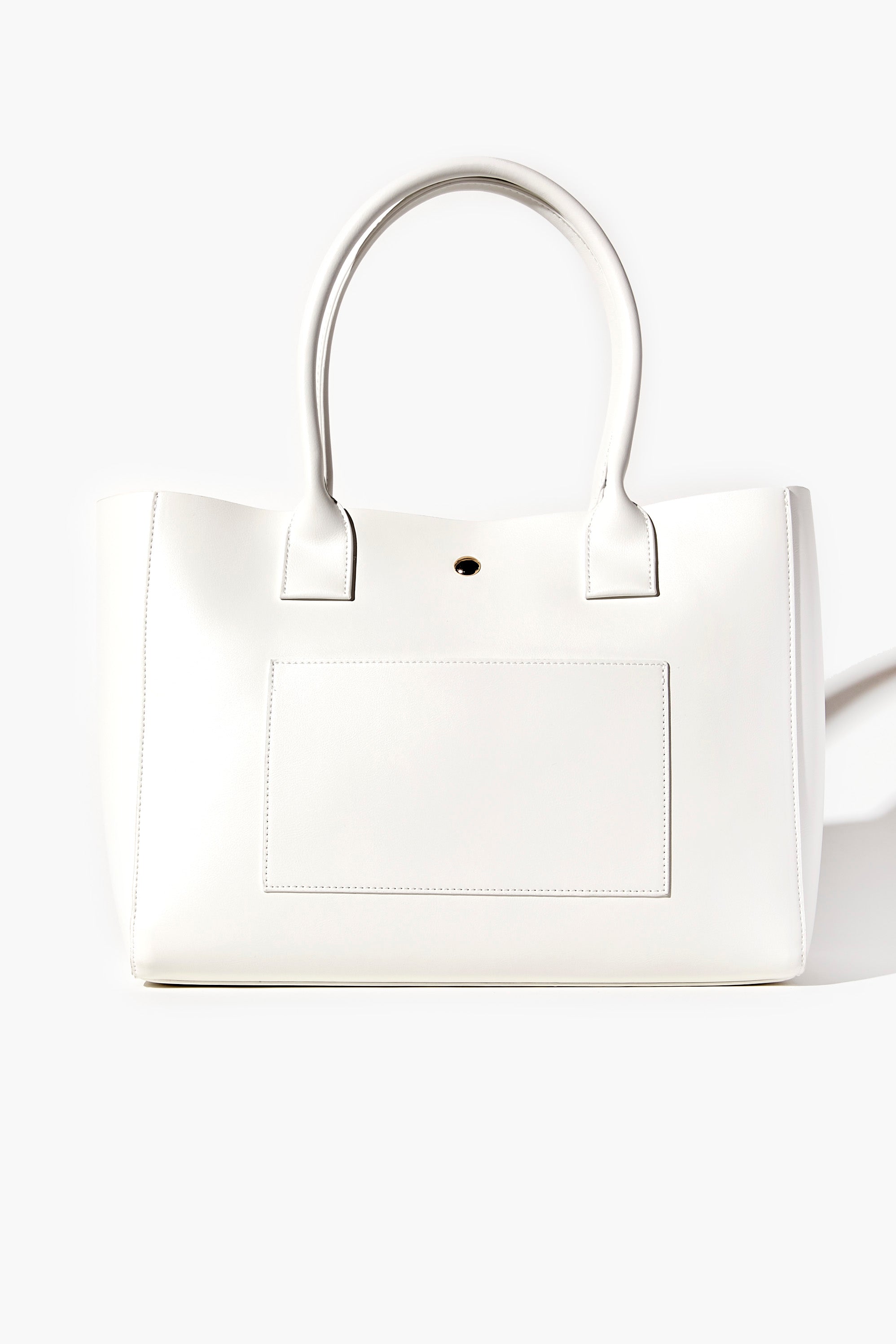 White Faux Leather Tote Bag 1